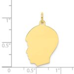 10K Plain Medium .013 Gauge Facing Left Engravable Boy Head Charm - Image 2