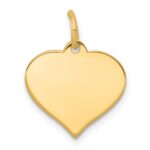 10k Plain .018 Gauge 14.5x12.6mm Heart Disc Charm