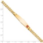 10k Medical Soft Diamond Shape Red Enamel Curb Link ID Bracelet - Image 2