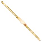 10k Medical Soft Diamond Shape Red Enamel Anchor Link ID Bracelet - Image 2