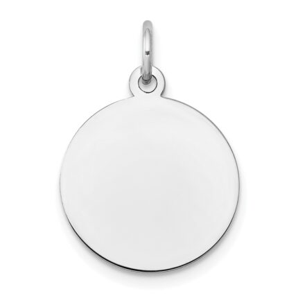 10K White Gold Plain .018 Gauge 12.75x12.75mm Circular Engravable Disc Charm