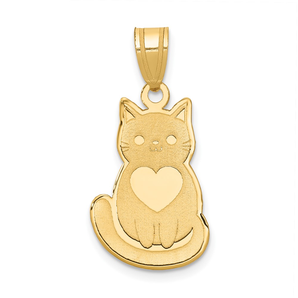 10YC1181.jpg 10k Laser Cut Cat with Heart Charm - Image 1
