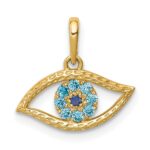 10K Blue CZ Eye Pendant