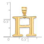 10K Polished Etched Letter H Initial Pendant - Image 4