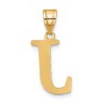 10K Polished Etched Letter J Initial Pendant - Image 3