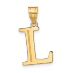 10K Polished Etched Letter L Initial Pendant