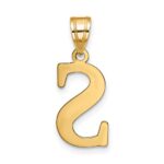10K Polished Etched Letter S Initial Pendant - Image 3