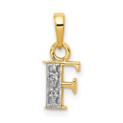 10K and Rhodium Diamond Initial F Charm