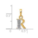 10K and Rhodium Diamond Initial R Charm - Image 3
