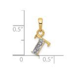 10K and Rhodium Diamond Initial T Charm - Image 3