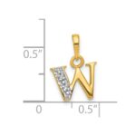 10K and Rhodium Diamond Initial W Charm - Image 3