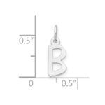 10k White Gold Small Slanted Block Initial B Charm - Image 2