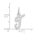 10k White Gold Small Script Initial T Charm - Image 2
