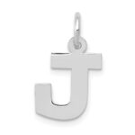 10k White Gold Small Block Initial J Charm