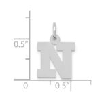 10k White Gold Small Block Initial N Charm - Image 2