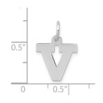 10k White Gold Small Block Initial V Charm - Image 2