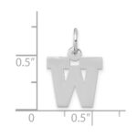 10k White Gold Small Block Initial W Charm - Image 2