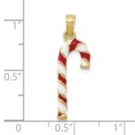 10k 3-D Enameled Candy Cane Pendant - Image 4