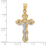 10k Two-tone Fleur De Lis Crucifix Pendant - Image 2