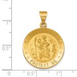 18k Polished and Satin Solid Saint Christopher Medal Round Pendant - Image 3