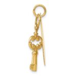 14K Polished Engraveable Disc and Key Charm - Image 2