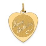 14k HAPPY BIRTHDAY 18mm Engravable Heart Disc Charm
