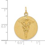 14k Engravable Back Caduceus Disc Charm - Image 4
