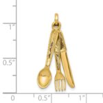 14K 3-D Knife, Fork and Spoon Charm - Image 3