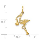 14k Solid 3-D Stork Charm - Image 4