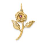 14k Red CZ Rose Charm