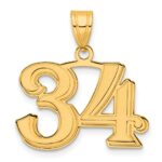 14k Polished Etched Number 34 Pendant