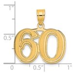 14k Polished Etched Number 60 Pendant - Image 4