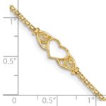 14k Polished Open Heart with Filigree and Bismark Chain Anklet - Image 4