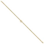 14k Diamond-cut Open Heart and Rope Chain Anklet - Image 2