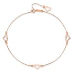 14K Rose Gold Fancy Open Hearts 3-Station Plus Extender - Total Anklet - Image 4