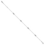 14k White Gold Diamond-cut Rice Puff Beads 4-Station Plus Extender - Total Anklet - Image 2