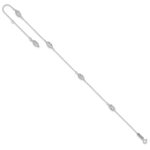 14k White Gold Diamond-cut Rice Puff Beads 4-Station Plus Extender - Total Anklet - Image 7