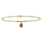 14K Red and Black Enameled Ladybug Plus Extender - Total Anklet - Image 3