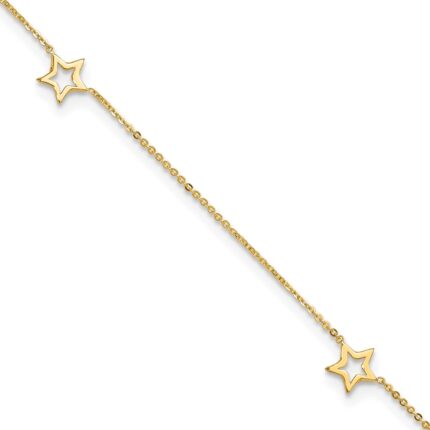 14K Open Star 3-Station Plus Extender - Total Anklet