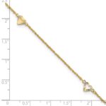 14k Diamond-cut Hearts 3-Station Plus Extender - Total Anklet - Image 5