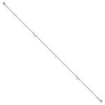 14k White Gold Diamond-cut Hearts 3-Station Plus Extender - Total Anklet - Image 2