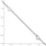 14k White Gold Diamond-cut Hearts 3-Station Plus Extender - Total Anklet - Image 4