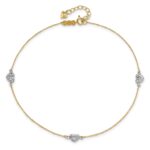 14k Two-tone Diamond-cut Triple Puffed Hearts Plus Extender - Total Anklet - Image 4