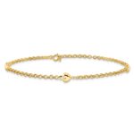 14k Polished Puffed Heart 3-Station Anklet - Image 3