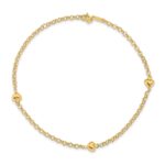 14k Polished Puffed Heart 3-Station Anklet - Image 5