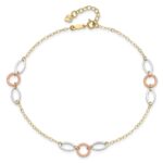 14k Tri-color Circle and Oval 3-Station Plus Extender - Total Anklet - Image 4