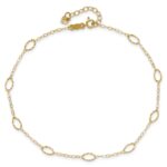 14k Textured Oval Shapes Plus Extender - Total Anklet - Image 4