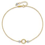 14k Two-tone Circle and Diamond-cut Beads Plus Bead Dangle Extender - Total Anklet - Image 4