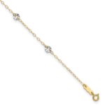 14K Two-tone Chain and Wavy Circles 6-Station Plus Extender - Total Anklet