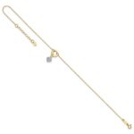 14K Two-tone Circle with Diamond-cut Puffed Heart Dangle Plus Extender - Total Anklet - Image 7